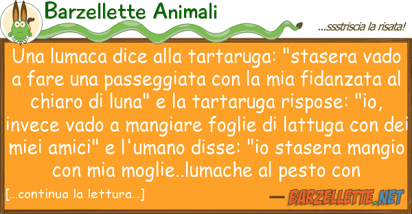 Barzellette Animali lumaca dice tartaruga: "stasera