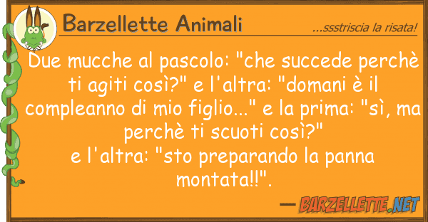 Barzellette Animali due mucche pascolo: "che succede perc