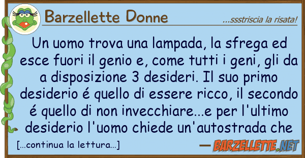 Barzellette Donne uomo trova lampada, sfrega