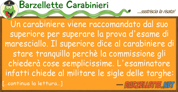 Barzellette Carabinieri carabiniere viene raccomandato