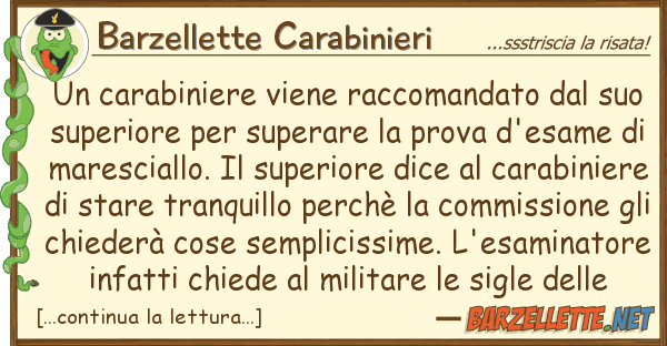 Barzellette Carabinieri carabiniere viene raccomandato
