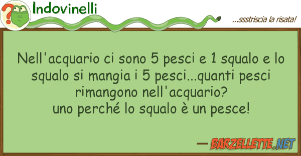 Indovinelli nell'acquario sono 5 pesci 1 squalo
