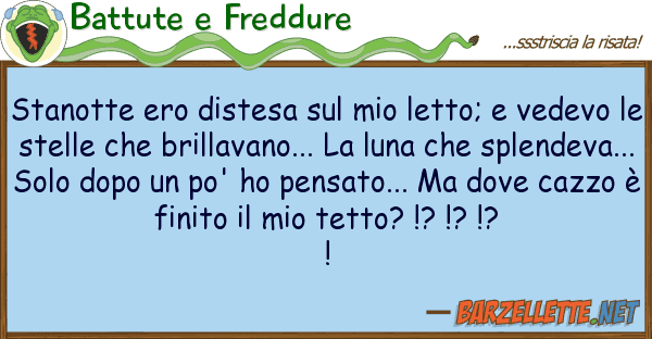 Battute e Freddure stanotte ero distesa letto; ve