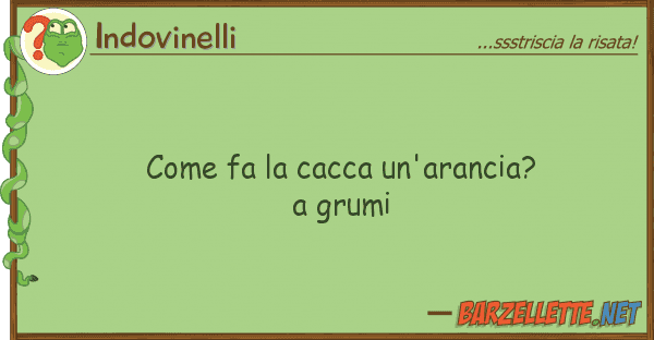 Indovinelli fa cacca un'arancia? grumi