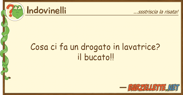 Indovinelli cosa fa drogato lavatrice? b