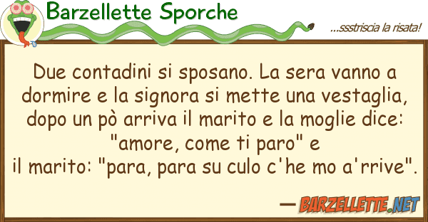 Barzellette Sporche due contadini sposano. sera vanno