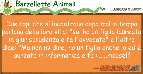Barzellette Animali due topi incontrano dopo molto te