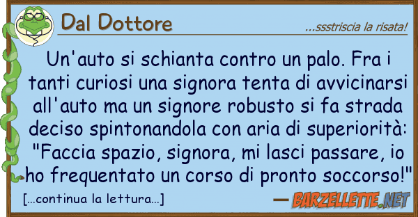 Dal Dottore un'auto schianta palo. fra