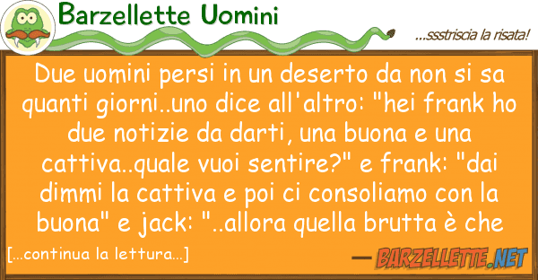 Barzellette Uomini due uomini persi deserto
