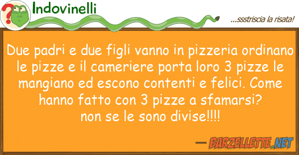 Indovinelli due padri due figli vanno pizzeria