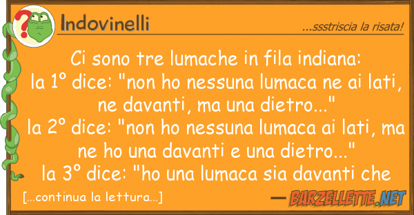 Indovinelli sono tre lumache fila indiana: la