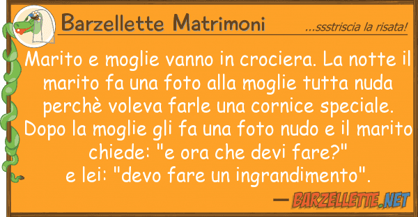 Barzellette Matrimoni marito moglie vanno crociera. no