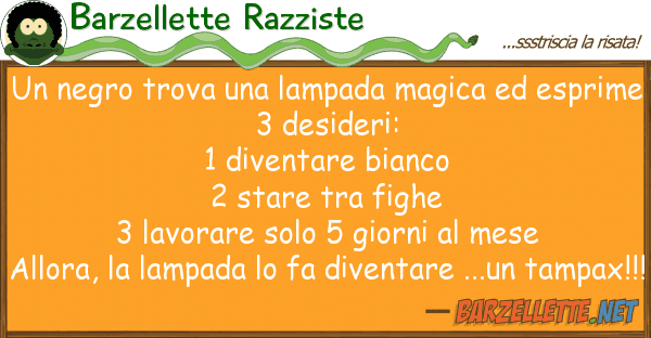 Barzellette Razziste negro trova lampada magica esp