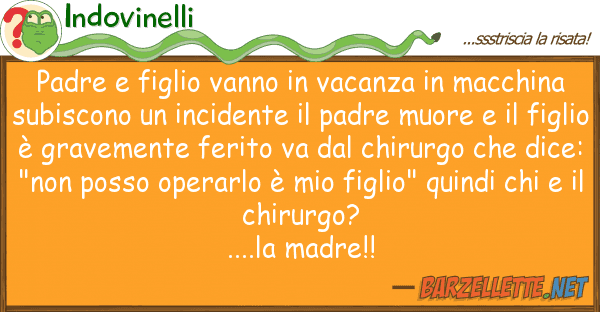 Indovinelli padre figlio vanno vacanza macch