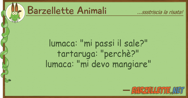 Barzellette Animali lumaca: "mi passi sale?" tartaruga: