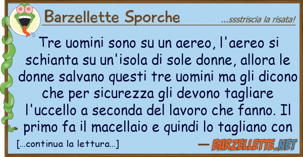 Barzellette Sporche tre uomini sono aereo, l'aereo