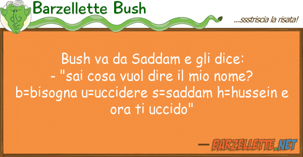 Barzellette Bush bush va saddam dice: - "sai