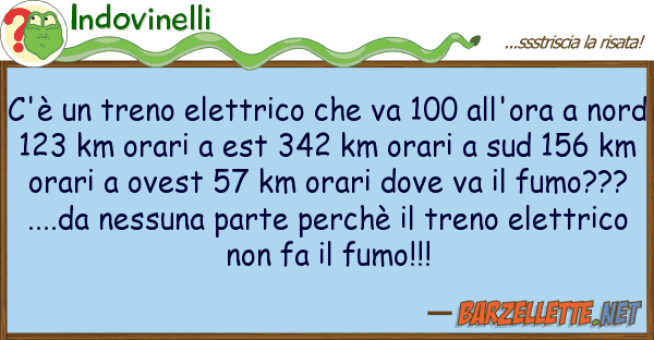 Indovinelli c'è treno elettrico va 100 all'o