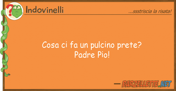 Indovinelli cosa fa pulcino prete? padre pio!
