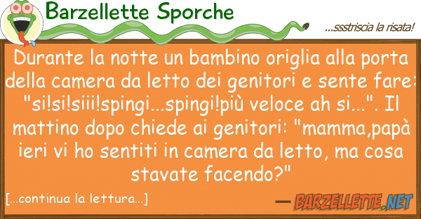Barzellette Sporche durante notte bambino origlia