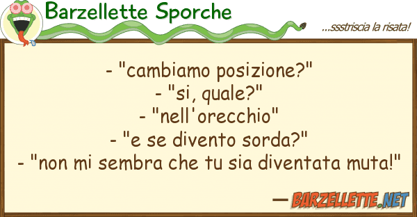 Barzellette Sporche - "cambiamo posizione?" - "si, quale?"