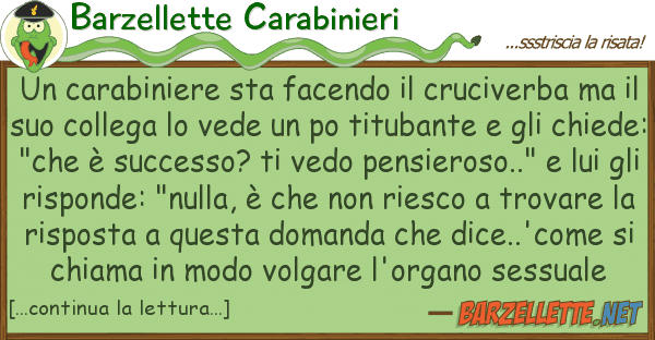 Barzellette Carabinieri carabiniere sta facendo cruciverba