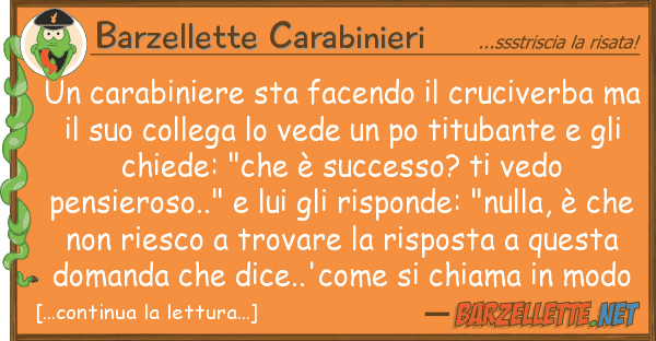 Barzellette Carabinieri carabiniere sta facendo cruciverba