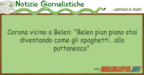 Notizie Giornalistiche corona vicino belen: "belen pian piano