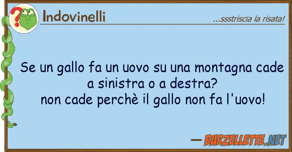 Indovinelli gallo fa uovo montagna
