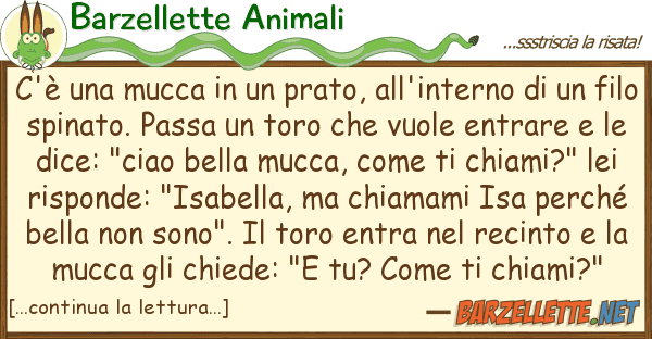 Barzellette Animali c'è mucca prato, all'interno