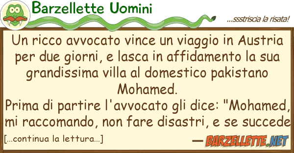 Barzellette Uomini ricco avvocato vince viaggio