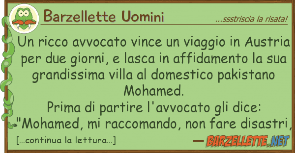 Barzellette Uomini ricco avvocato vince viaggio