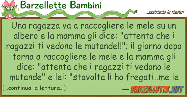 Barzellette Bambini ragazza va raccogliere mele