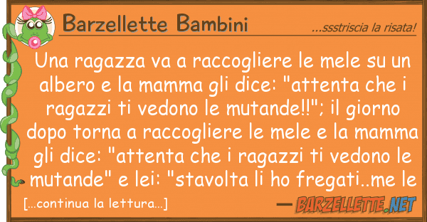 Barzellette Bambini ragazza va raccogliere mele