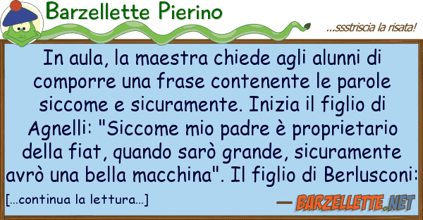 Barzellette Pierino aula, maestra chiede alunni d