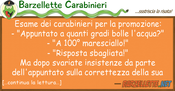 Barzellette Carabinieri esame carabinieri promozione: