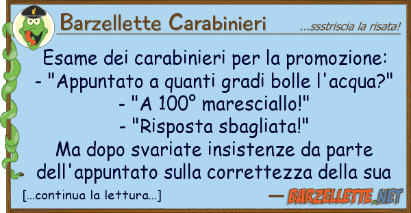 Barzellette Carabinieri esame carabinieri promozione: