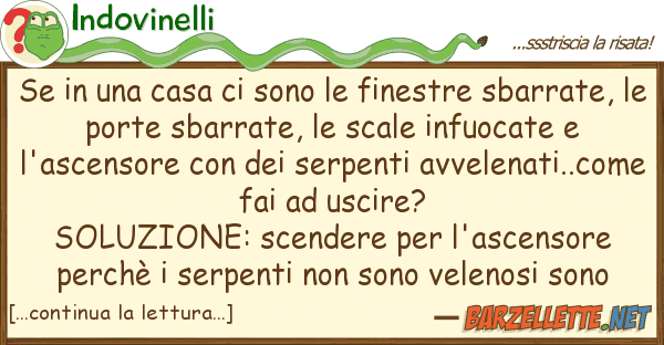 Indovinelli casa sono finestre sbarr