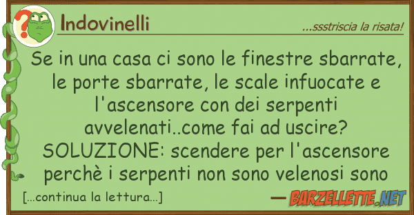 Indovinelli casa sono finestre sbarr