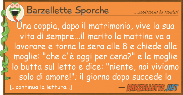 Barzellette Sporche coppia, dopo matrimonio, vive