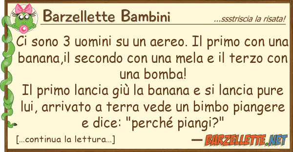 Barzellette Bambini sono 3 uomini aereo. primo