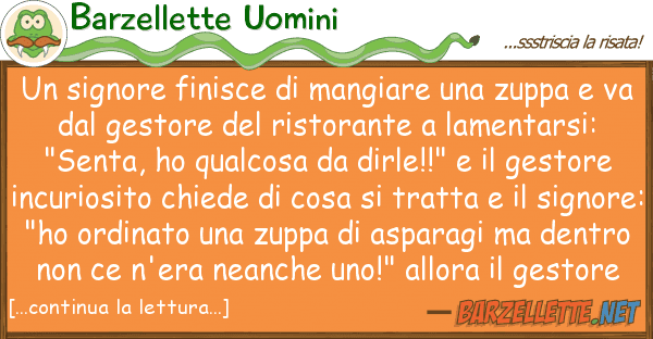 Barzellette Uomini signore finisce mangiare zuppa