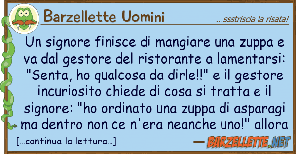 Barzellette Uomini signore finisce mangiare zuppa