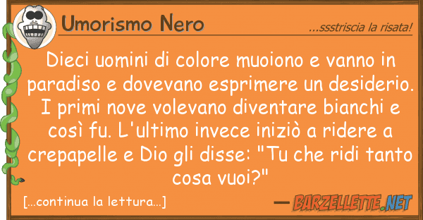 Umorismo Nero dieci uomini colore muoiono vanno