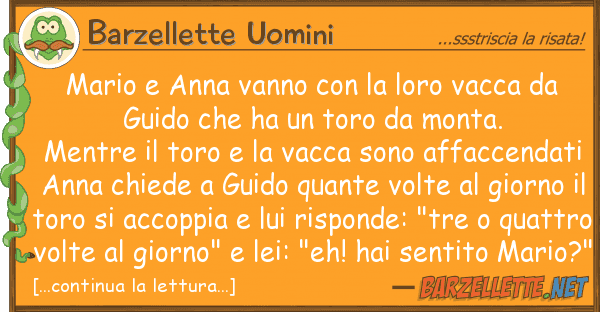 Barzellette Uomini mario anna vanno vacca