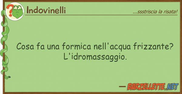 Indovinelli cosa fa formica nell'acqua frizzante