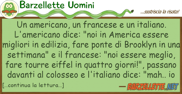 Barzellette Uomini americano, francese italiano.
