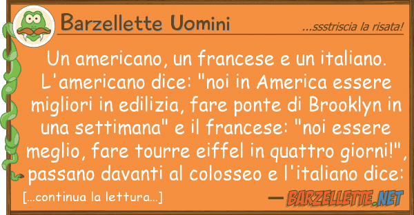 Barzellette Uomini americano, francese italiano.