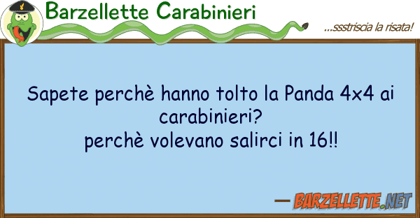 Barzellette Carabinieri sapete perchè hanno tolto panda 4x4