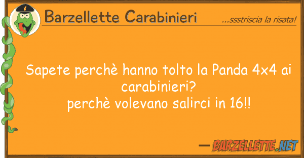 Barzellette Carabinieri sapete perchè hanno tolto panda 4x4